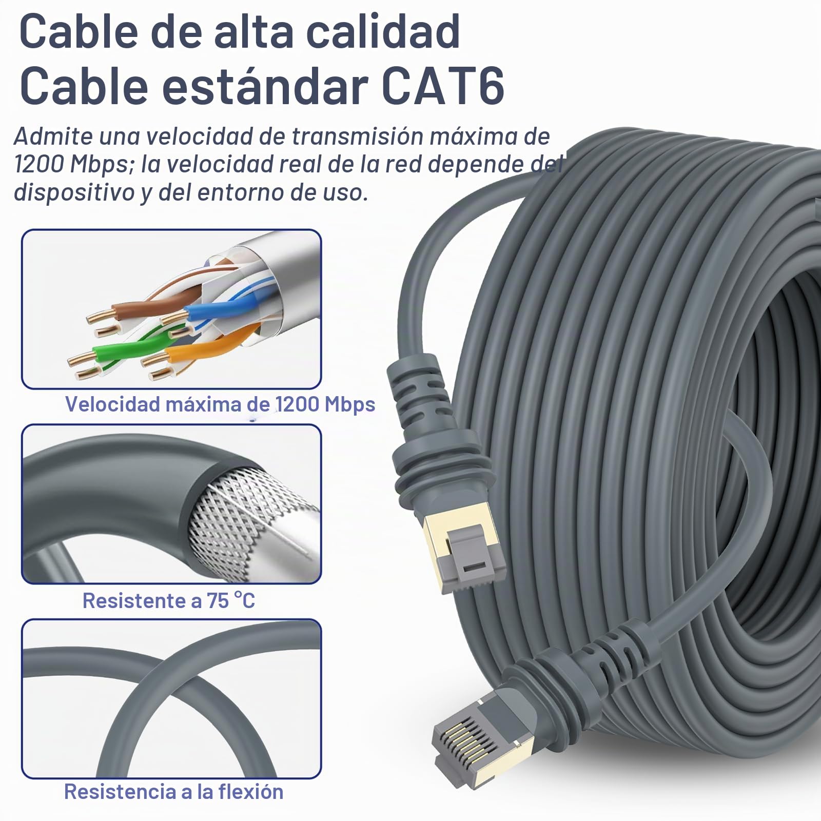 Cable Starlink Gen 3, Extensión de Cable Starlink Resistente al Agua para Starlink Standard Actuated Gen 3/Satellite V3 (30M)