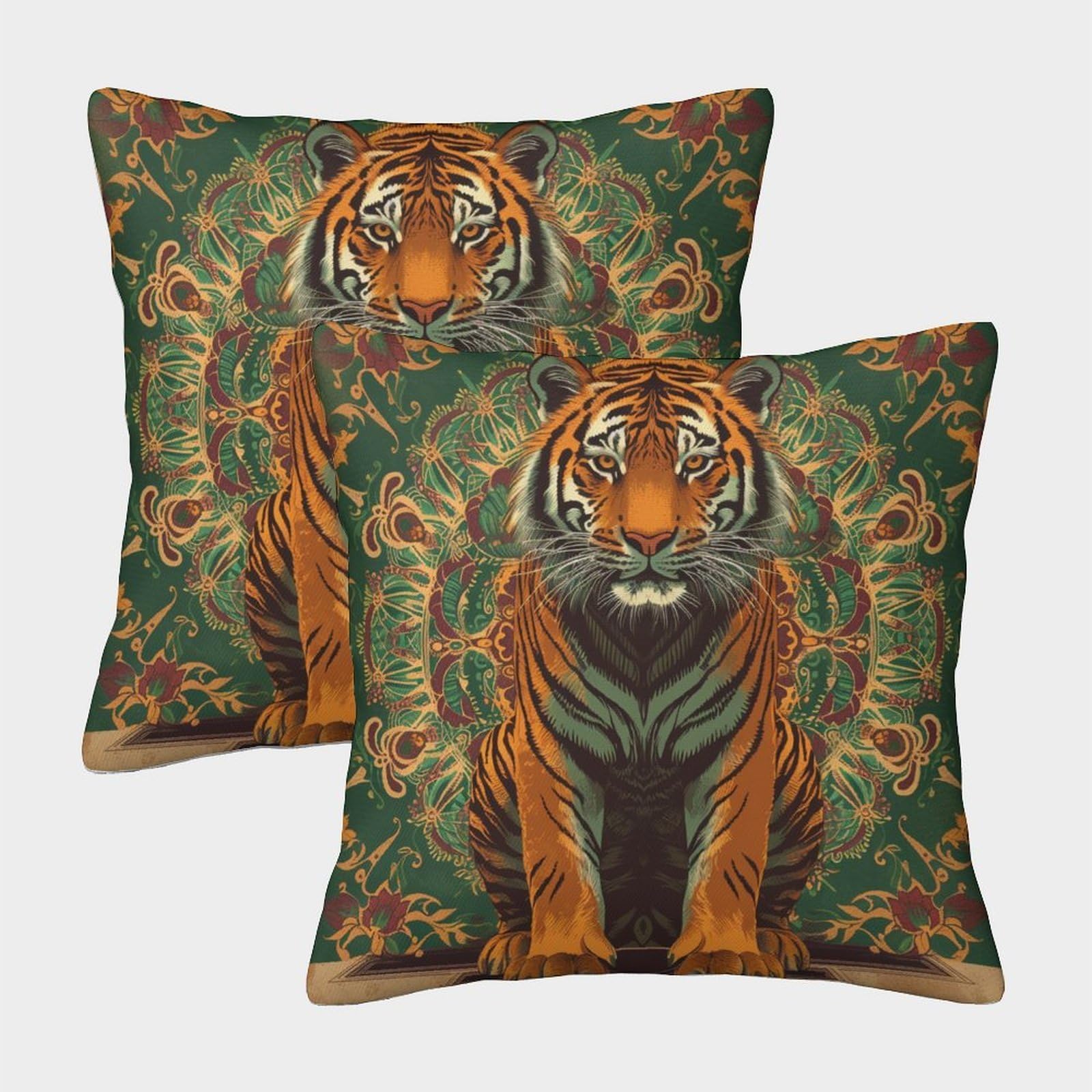 kaiyun 2 Pack Comic Style,Tiger Pillow Case 40x40cm Throw Pillow Case,Modern Decoration Pattern for Terrace Sofa Bedroom Indoor Outdoor Party