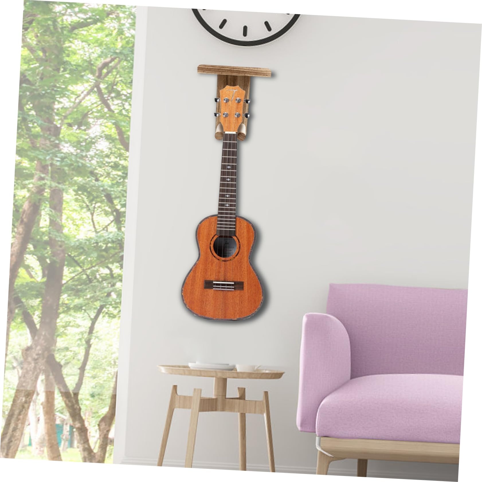 Gancio per Chitarra in Legno 2 Pezzi Supporto a Parete | Chitarra e Mandolino, per Casa e Piccolo Appartamento, Facile da Rimuovere, Salvaspazio