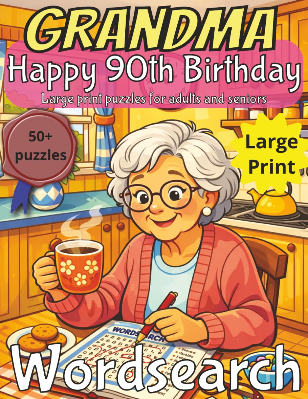 90th Birthday Word Search for Grandma: 90th Birthday Gift Grandma | Gifts for Women | Present for Senior | 90 Year old Gift | 90th Gift for Women | ... | Fun Gift Elderly | Grandma 90th Present