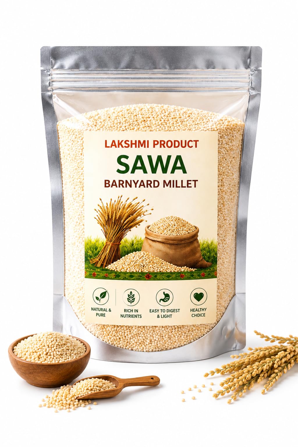 Lakshmi Sawa (Barnyard Mille) 1 kg, Gluten-Free, High in Protein, Rich in Fiber, Low Glycemic Index, High in Iron and B Vitamins (1 kg, Sawa (Barnyard Mille)-image-23