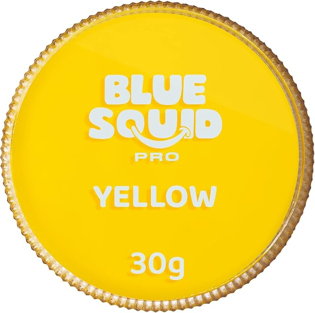 Blue Squid PRO Face Paint - Classic Yellow (30gm), Professional Water Based Single Cake Face & Body Paint Makeup Supplies for Adults Kids Halloween Facepaint SFX Water Activated Face Painting