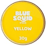 Blue Squid Face Paint Water Based Single Cake Professional Face Paint & Body Paint - Water Activated, Kids Adults Face Painting for Costume, Halloween Makeup, Cosplay - Classic Yellow Face Paint 30g