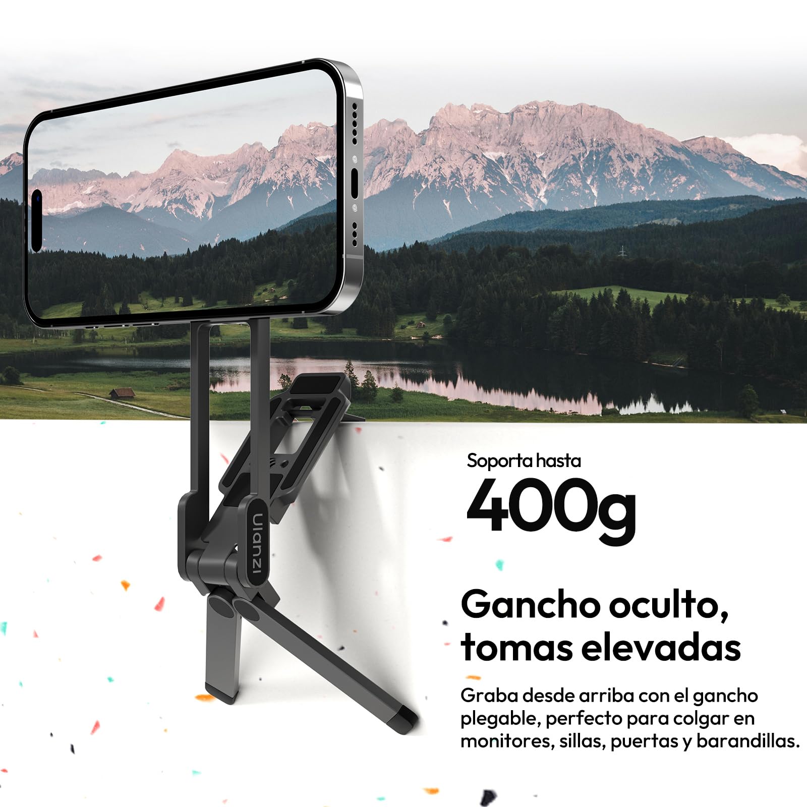 ULANZI MA38 Trípode Magnético de Doble Cara para Teléfono Móvil de Aluminio con Mosquetón, Montaje Rápido con Doble Imán, Mini Palo Selfie para iPhone 17 16, 15, 14, 13 y 12 Magsafe
