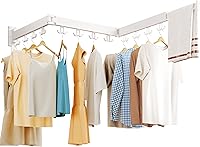 Vista 1 de Estante de secado para ropa montado en la pared, estante de secado de ropa, estante de secado de lavandería, estantes de secado plegables
