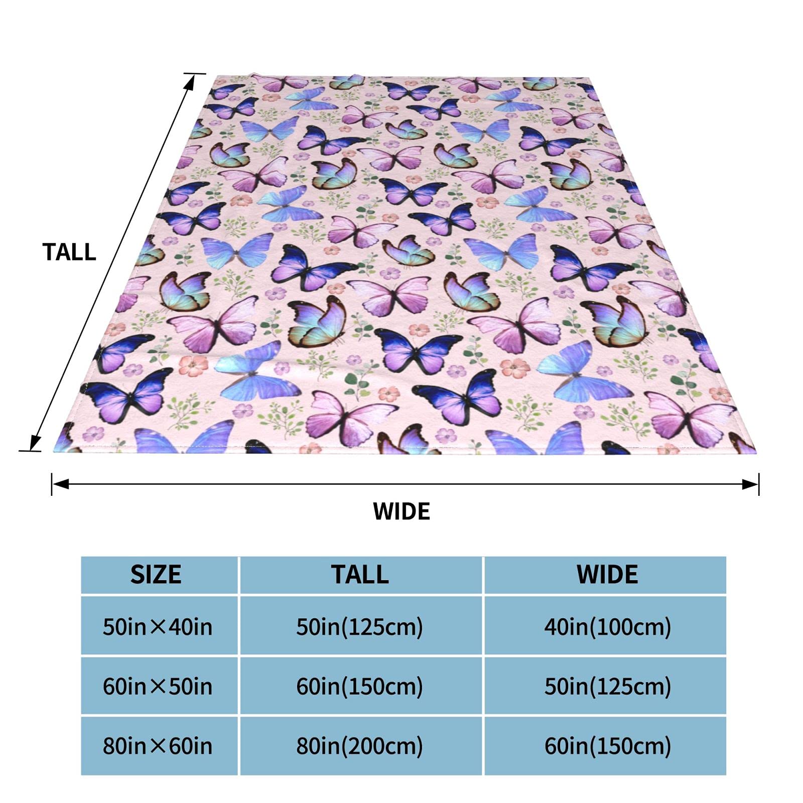 Coperta a forma di farfalla, ultra morbida, calda, in pile di flanella, leggera, per letto, divano, sedia, soggiorno, tutte le stagioni, 203 x 152 cm