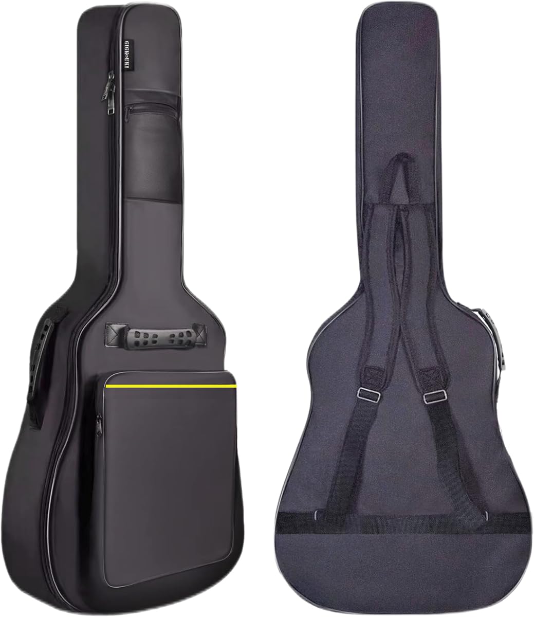 Acoustic Guitar Bag 39/40/41”, 600D Oxford Fabric with 0.35‘’ Thick Padding | Water Resistant Gig Bag, Dual Adjustable Shoulder Strap, Side Handle & Back Hanger Loop, Neck Fixed Strap for Daily Practice
