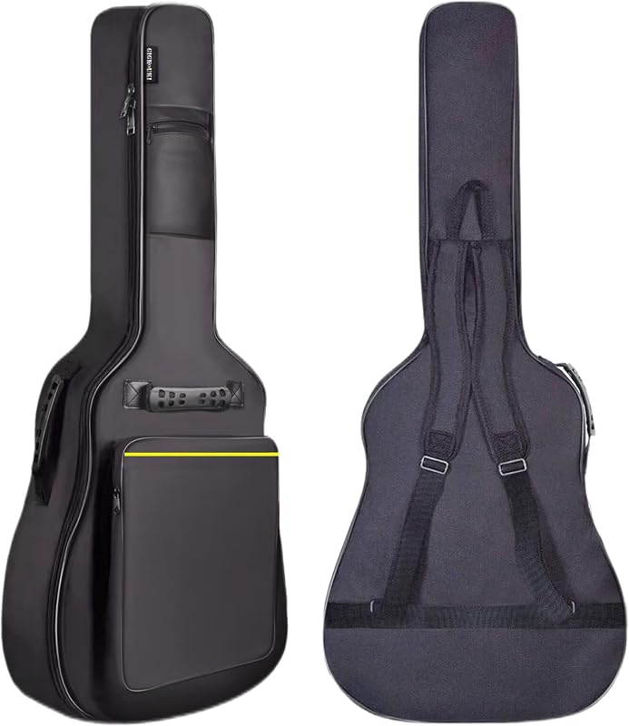 Acoustic Guitar Bag 39/40/41”, 600D Oxford Fabric with 0.35‘’ Thick Padding | Water Resistant Gig Bag, Dual Adjustable Shoulder Strap, Side Handle & Back Hanger Loop, Neck Fixed Strap for Daily Practice