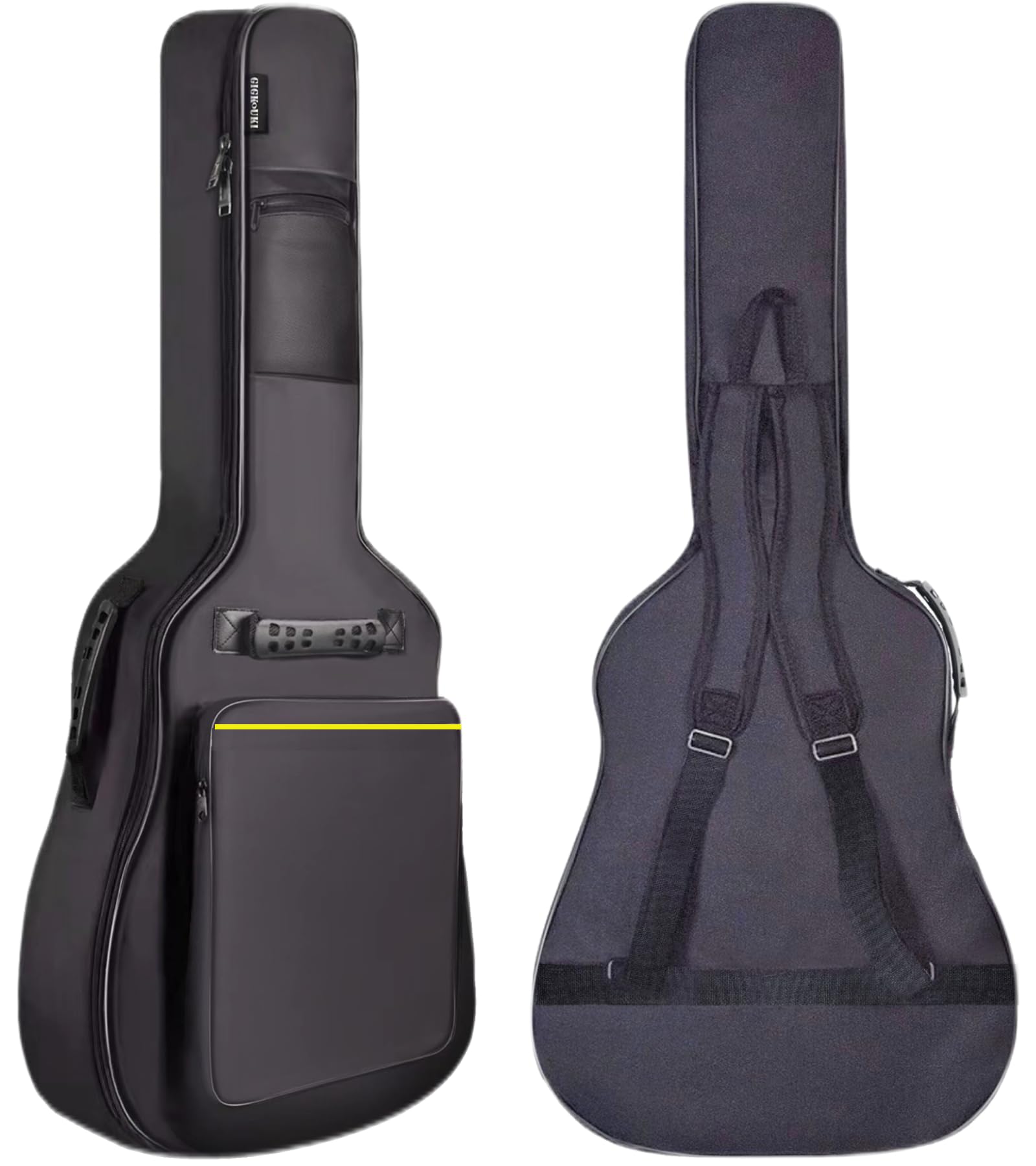 GIGKOUKI Tasche für Akustikgitarre, 0,9 cm dicke Polsterung, für 99 - 101,6 - 104,4 cm (39 - 40 - 41 Zoll) Akustikgitarre - klassische Gitarre, wasserabweisend, doppelt verstellbarer Schultergurt