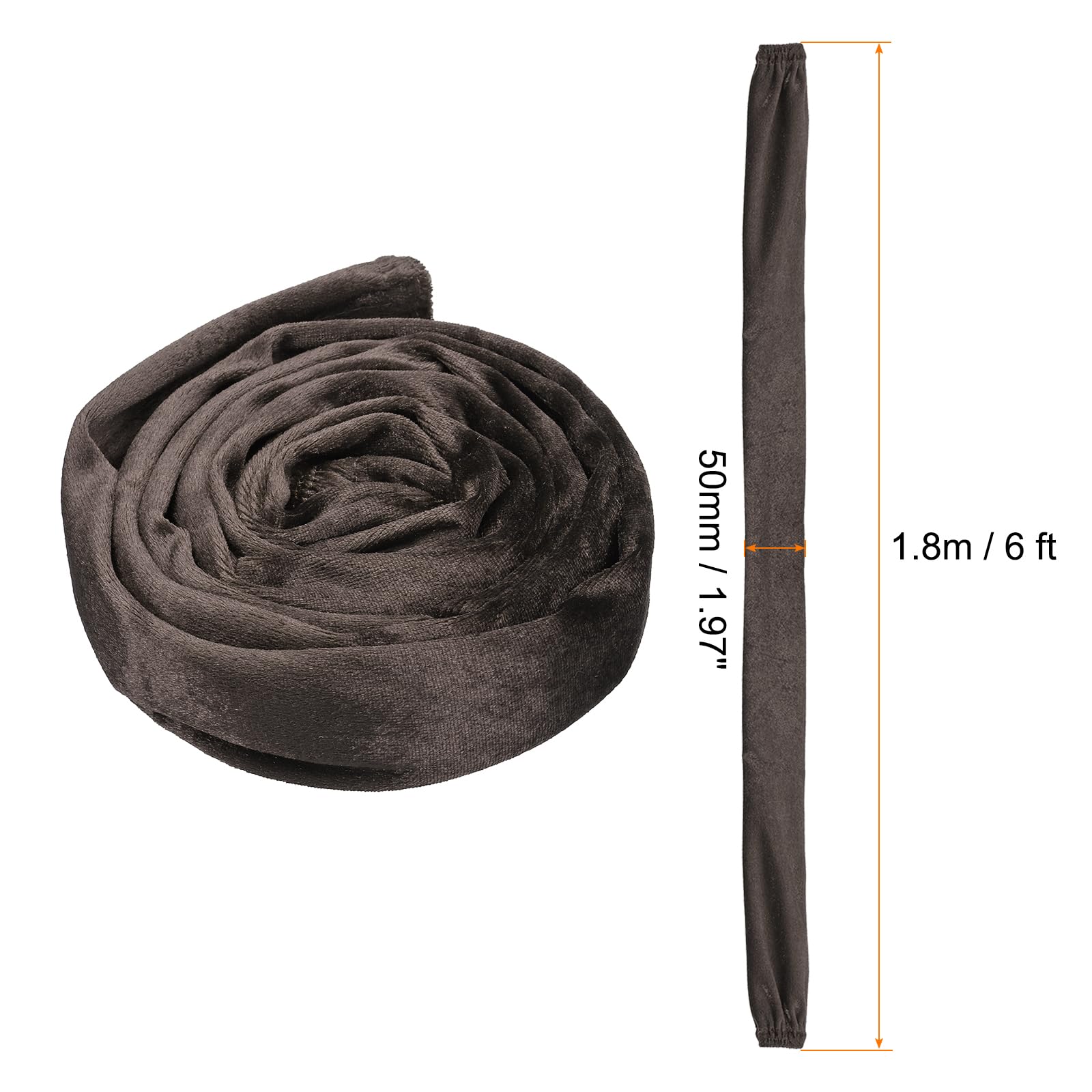 PATIKIL 1.97" x 6Ft Chandelier Chain Cord Cover, 1 Pcs Velvet Cloth Fabric Chain Sleeve for Chandelier Wires Swing, Cable, Coffee - Image 2