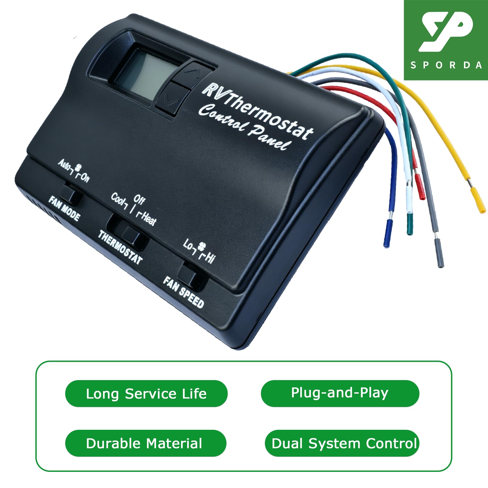 6536A3351 Termostato digital, compatible con Coleman Mach, termostato de pared de 2 etapas para bomba de calor y control de horno de gas, 12 cables, negro