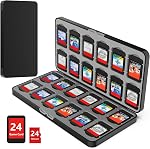 Wyngee 24-Card Game Card Case Compatible with Switch, Storage Box, Soft Case, Holds 24 Micro SD Memory Cards, Compatible with Switch Lite Models , Games Cartridges & Slot(Red