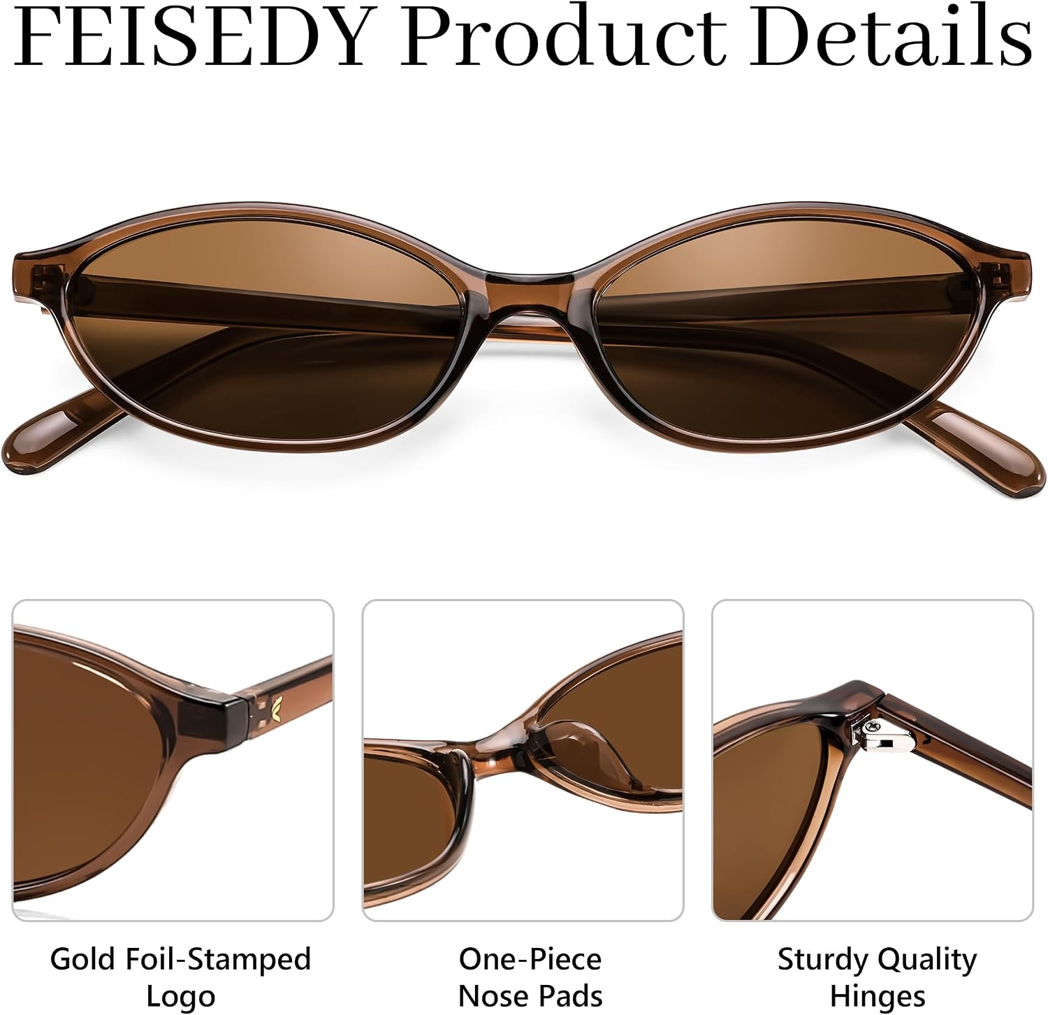 FEISEDY Retro Oval Cat Eye Sunglasses for Women 90s Lightweight Y2k Shades image 5