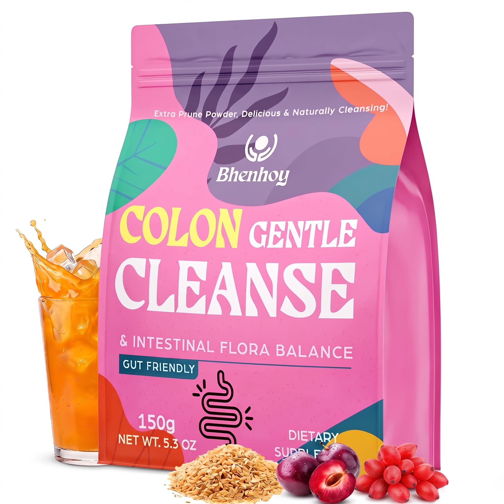 Colon Detox Cleanse Fiber Powder, Constipation Relief for Adults Gut Health 5.3 Ounce (Pack of 1)