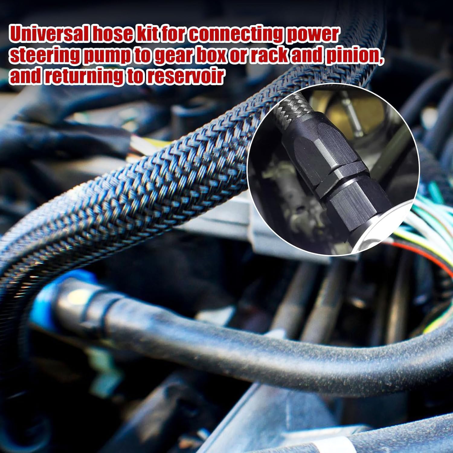 Universal Power Steering Pump Hose Kit return to reservoir Hose Kit 551082 AN6 Power Steering Pump Hose Fitting Kit Fits for LS Swap LS1 LS3