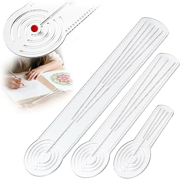Mandala Ruler Tool Circle Maker with Holes, 3-in-1 Compass Protractor Straight Ruler for Dot Painting, Geometry Circle Stencil for Mandala Dot Art, 3 Sizes Set or Single Size 3 PC Set