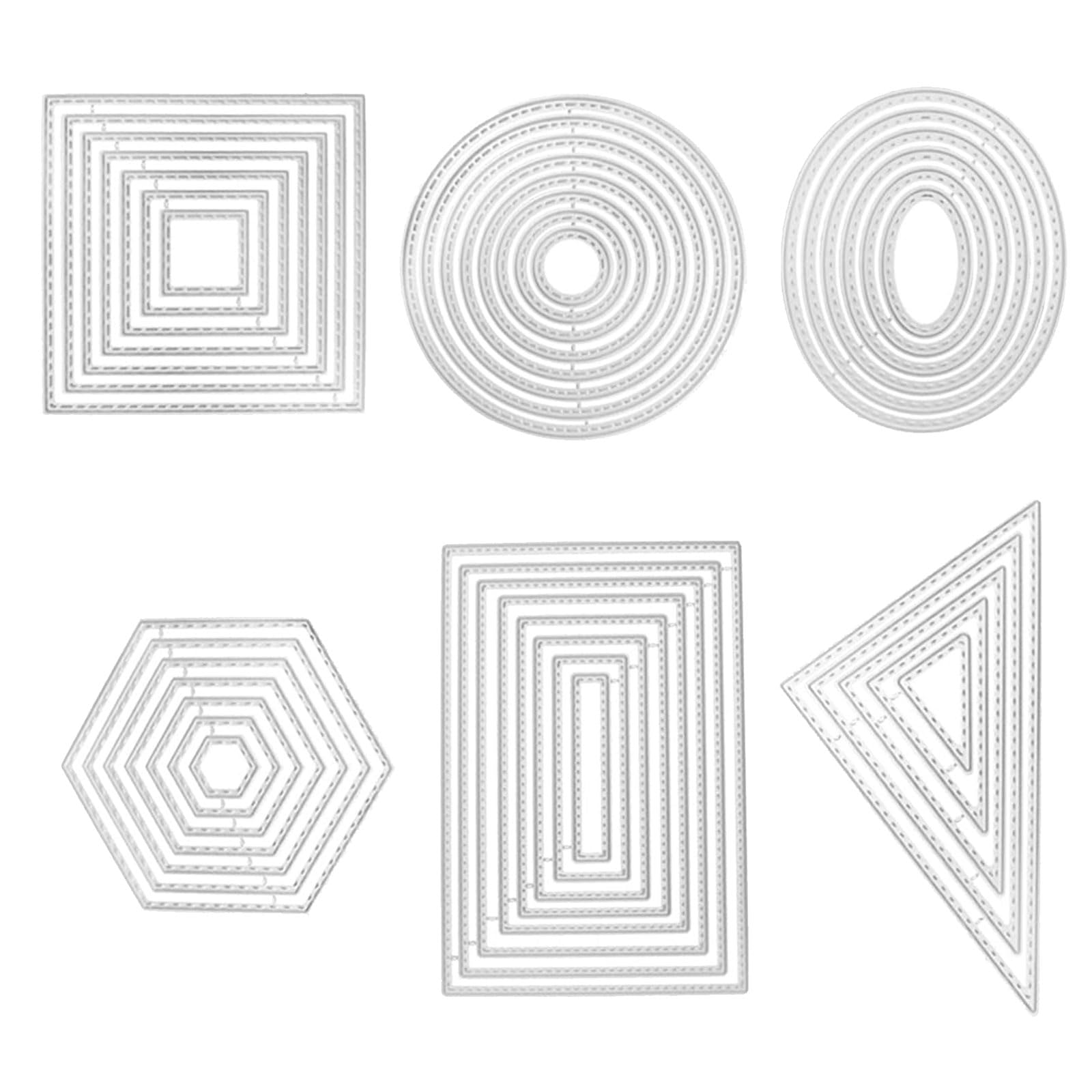 NEWFT 6Pcs Carbon Steel Die Cut Circular Rectangular Triangular Square Hexagonal Oval Cutting Dies for Scrapbooking Cardmaking Carbon Steel Templates