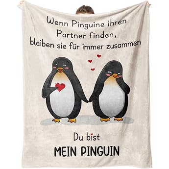 Juratar Jahrestag Geschenk f r Ihn Sie Ich Liebe Dich Geschenke f r Frauen M nner Personalisierte Pinguin Decke Partner Valentinstag Hochzeit Geschenke f r Frauen M nner 157x132 cm
