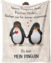 I Love You Gifts for Women Men, Personalised Penguin Blanket, Anniversary Gift for Him for Him, Partner Gifts for Him, Gifts for Women, Christmas 157 x 132 cm