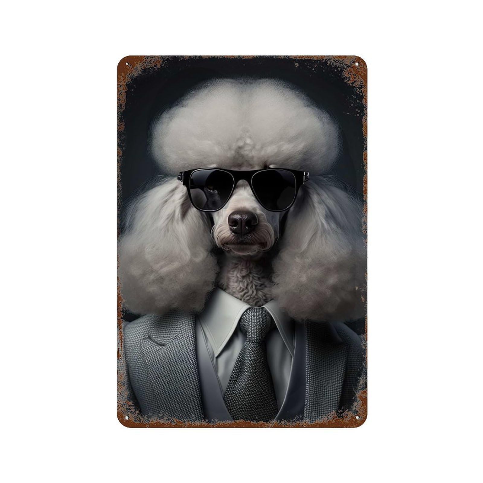 Poodle Mafia Boss Retro Metal Sign 11.8"x7.9", Farmhouse Wall Decor for Cafe, Home Bar And Lounge Decor