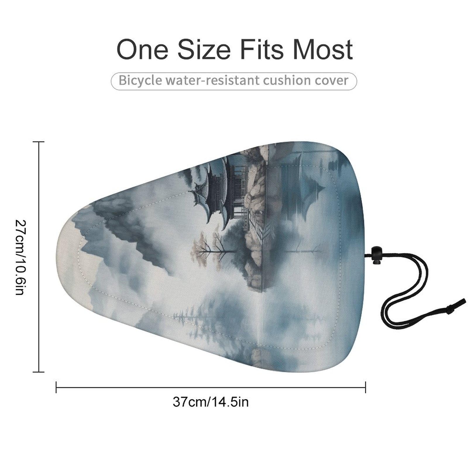Asian Landscape Painting Bike Seat Cover for Men Women, Waterproof & Dustproof Bike Seat Cushion with Drawstring, Adjustable Bicycle Saddle Cover for Or Rain & Sun Protection
