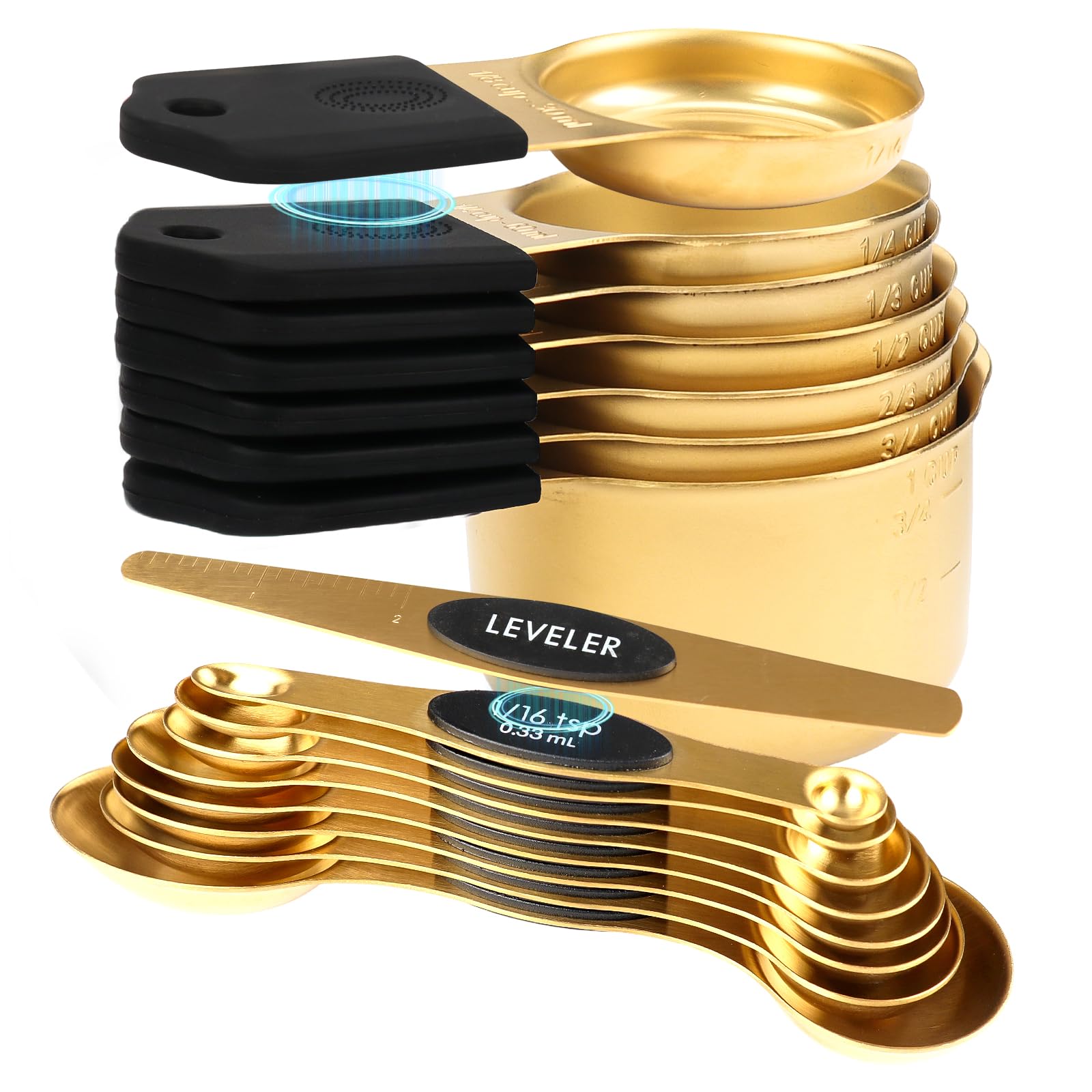 FONYA 16-Piece Stainless Steel Measuring Cups and Spoons