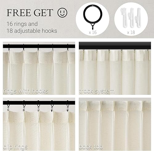 Miniatura 2 de Topfinel - Juego de 2 paneles de cortinas plisadas con ganchos, tela de mezcla semitraslúcida que filtra la luz, para sala de estar y dormitorio, 40