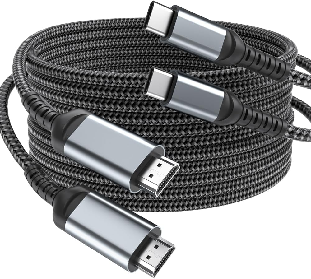 ALLEASA 2 Pack USB C to HDMI Cable 6ft 4K | Gold-Plated Plugs, Aluminum | Thunderbolt 3/4 Compatible for iPhone 15, MacBook, iPad Pro, Galaxy, Dell, HP