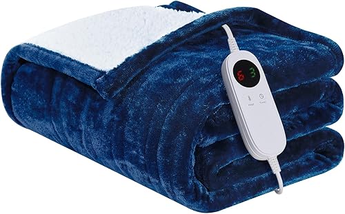 HYLEORY Manta térmica Sherpa eléctrica para invierno, 6 ajustes de calor, con temporizador de 9 horas, apagado automático, sofá del hogar, lavable a