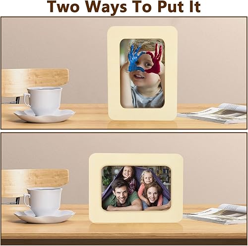 Miniatura 4 de Oungy 20 marcos de fotos de madera sin terminar para fotos de 4 x 6 pulgadas, marcos de fotos de madera para manualidades, juego de manualidades