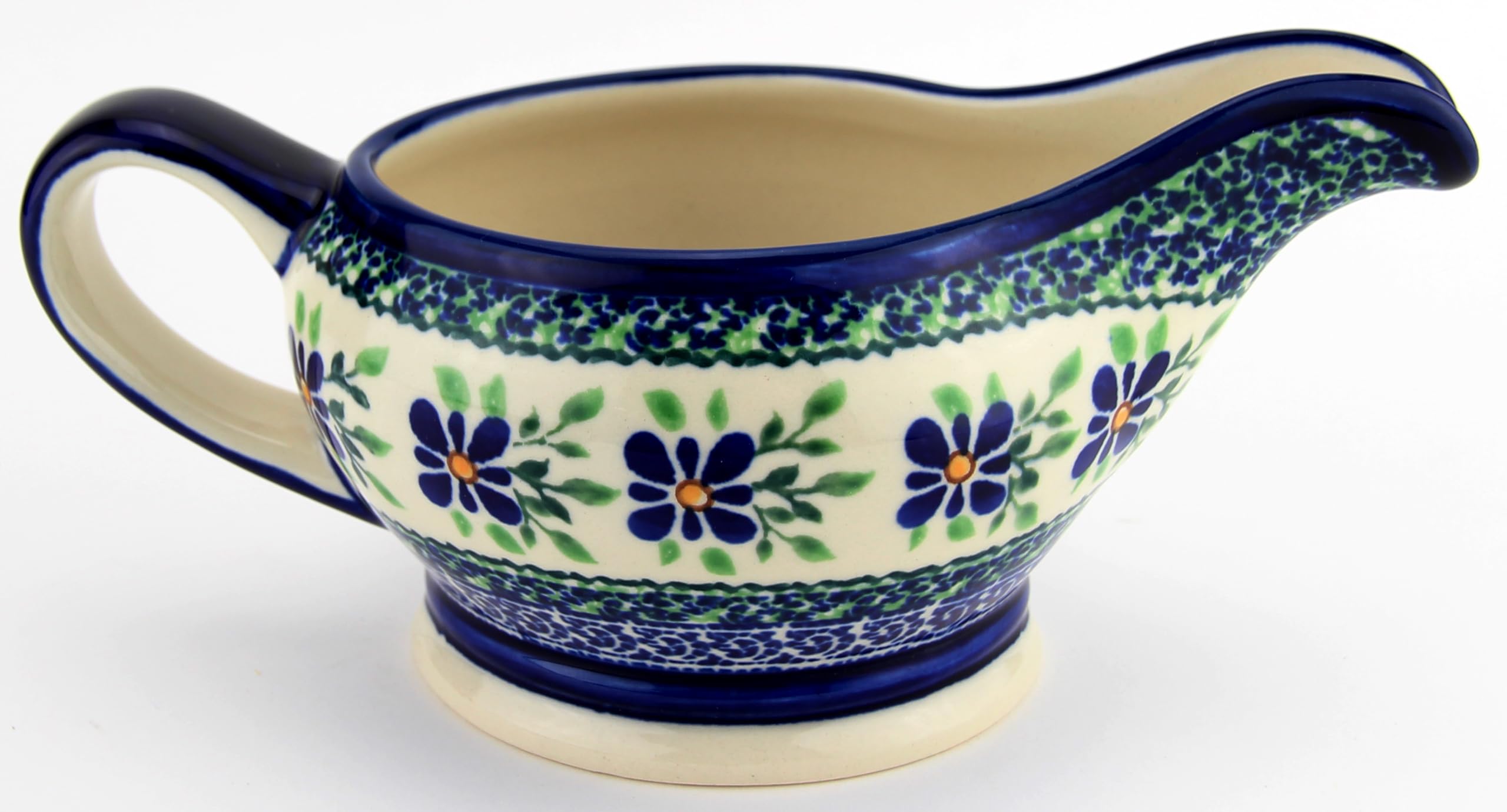 Polish Pottery Gravy Boat 16 Oz. From Zaklady Ceramiczne Boleslawiec #1258-du121 Unikat Pattern, Capacity 16 Oz.