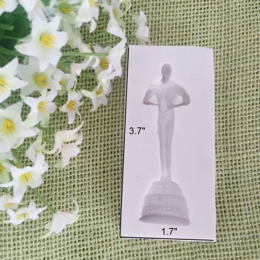 Oscar Molde de silicona para fondant Mr Oscar, estatuilla de azúcar y gumpaste molde estatua trofeo arcilla polimérica epoxi resina molde herramienta de decoración de pasteles