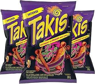 TakisDragon Sweet Chili Rolled Tortilla Chips, 280g/9.8oz (Pack of 3) Ships from USA