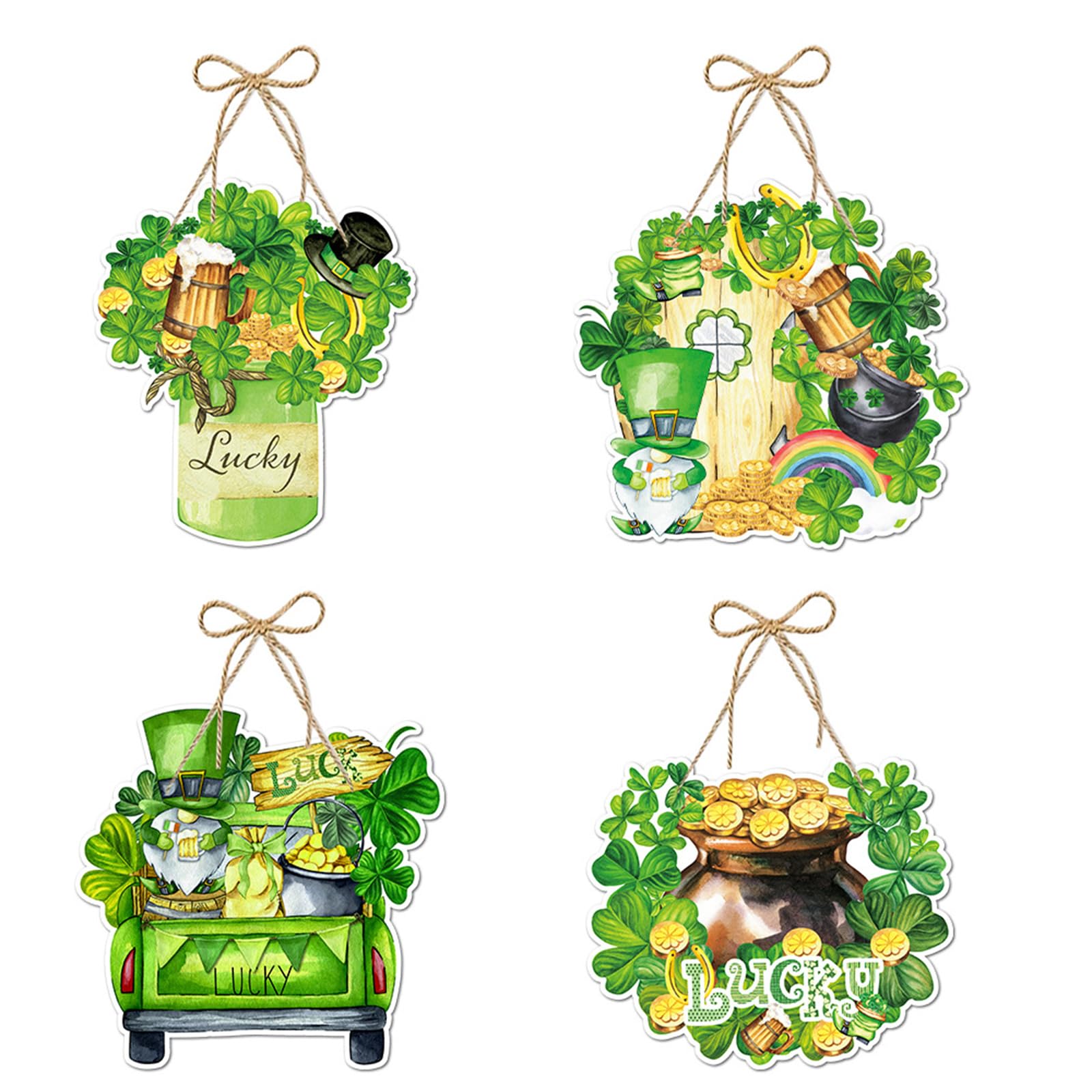 4Pieces Patricks Day Door Sign Paper Plaques Wall Hanging Ornament Irish Festival Door Sign for Holiday Party Decoration Holiday Decoration