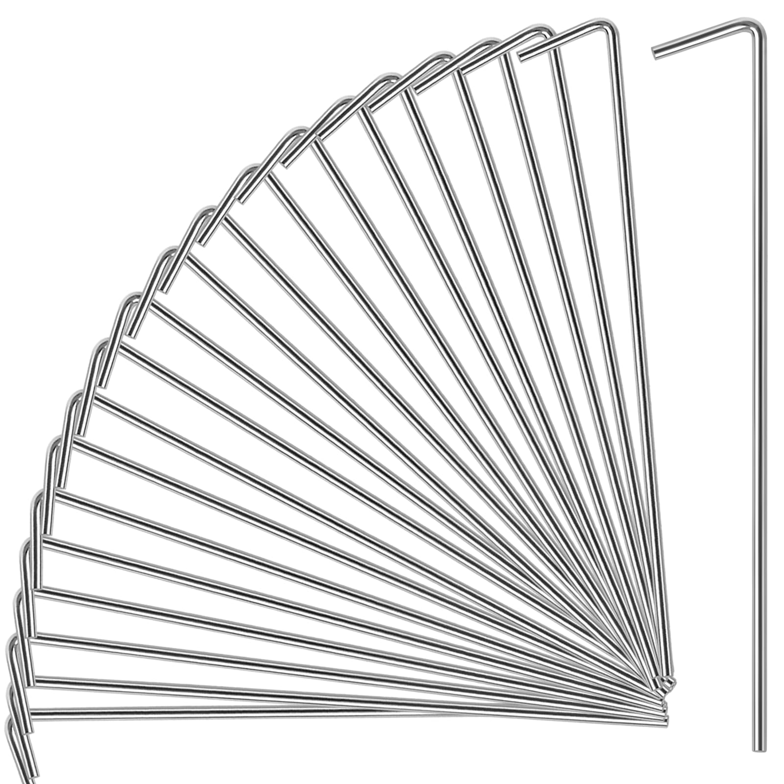 Oligei 23 Pack Tent Stakes Heavy Duty Metal Tent Pegs Hooked Silver Perfect for Camping Gardening Outdoor Decorations