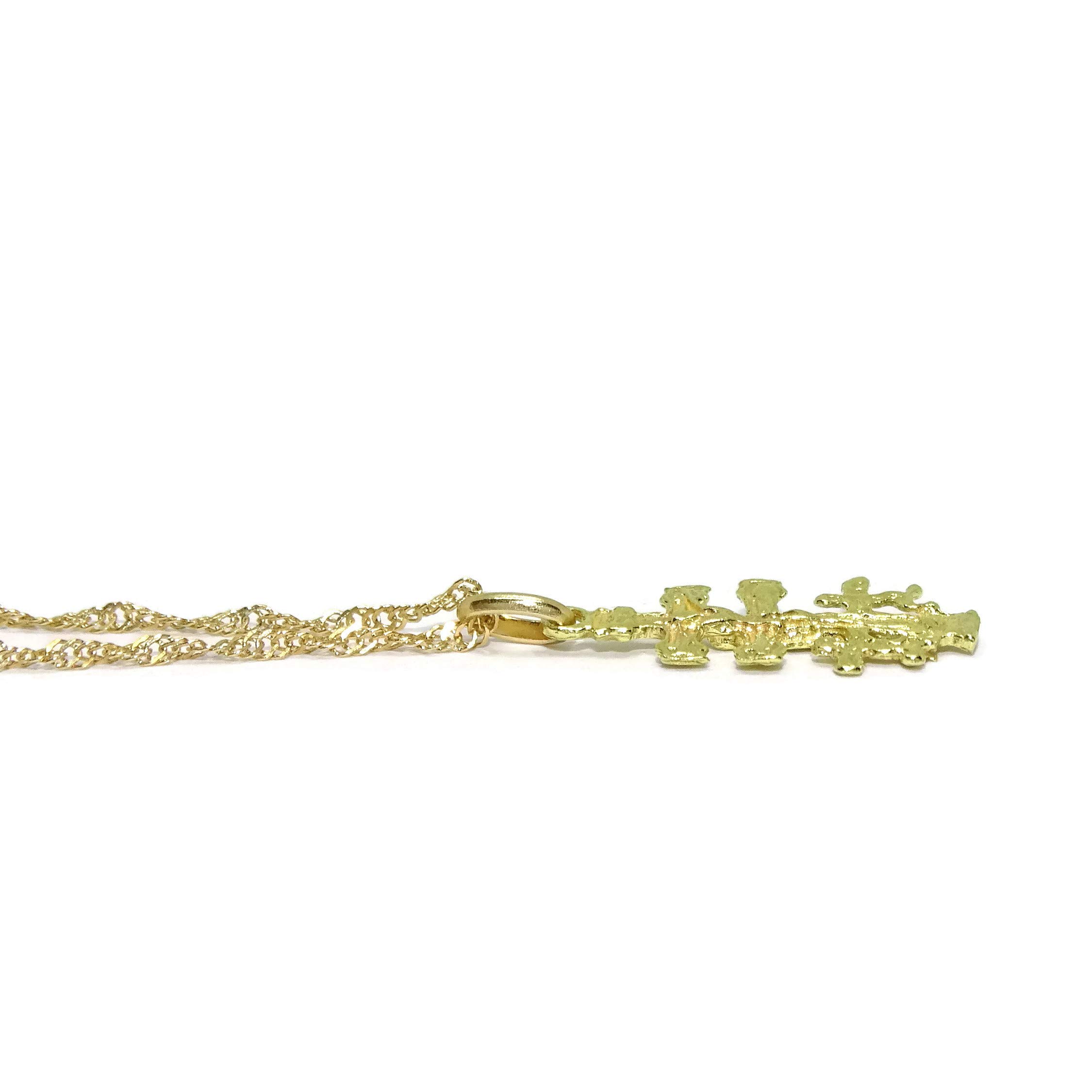 Łańcuszek i krzyżyk Caravaca Gold 18K Newborn Baby Boy | Wisiorek religijny Protector Guardian Angel | Naszyjnik z ogniwami 40cm | klasyczna biżuteria | prezent narodziny chrzest baby shower |