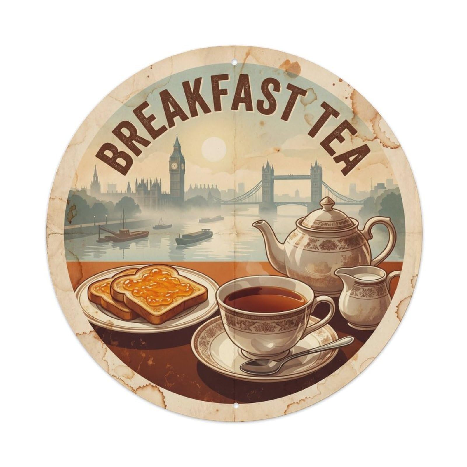 Brew Station British Tea Cup Infusion Travel Culture Metal Tin Sign
