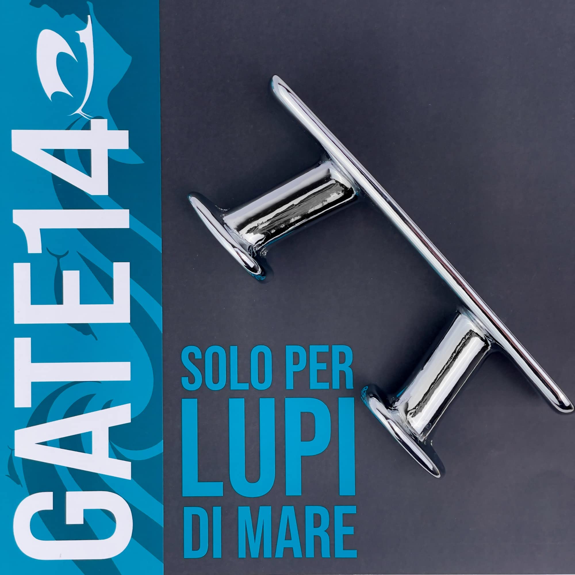 GATE14® Knopfpoller für Boot aus verchromtem Messing, glänzend, Länge 140 mm