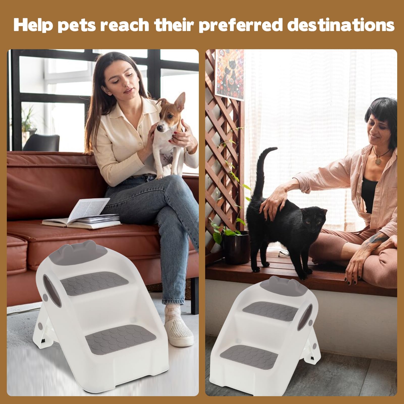 Rampe pour chat pour bac à litière, rampe en plastique blanc pour litière automatique, marches double couche avec pieds en caoutchouc antidérapants, marche pour chats de petite taille et âgés