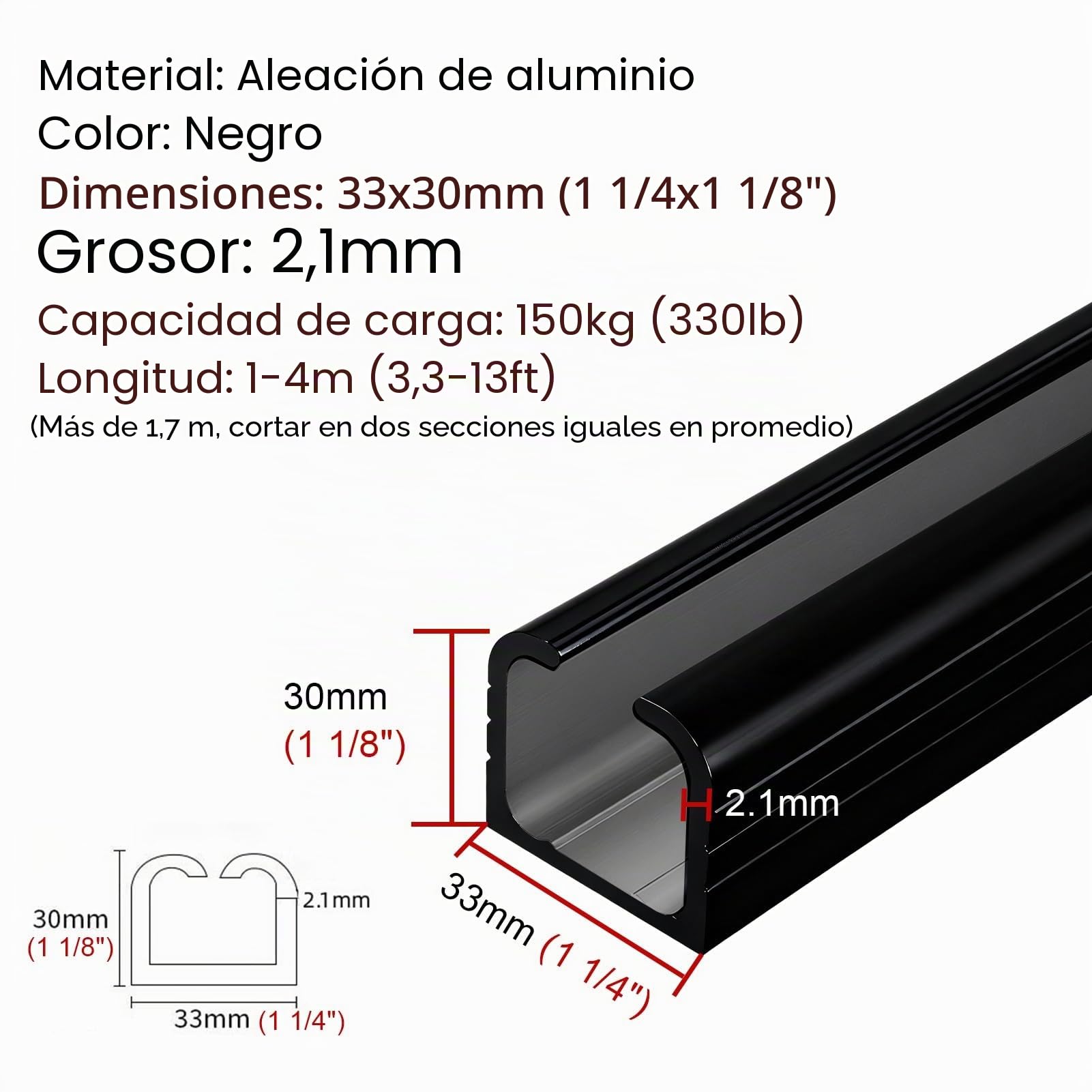 herrajes puertas correderas Kit de Riel para Puerta Corrediza de Alta Resistencia, Juego de Rieles Silenciosos para Puerta de Armario, Herrajes de 2 mm Grosor, Fácil Instalar.(Black,140cm/55.1in)