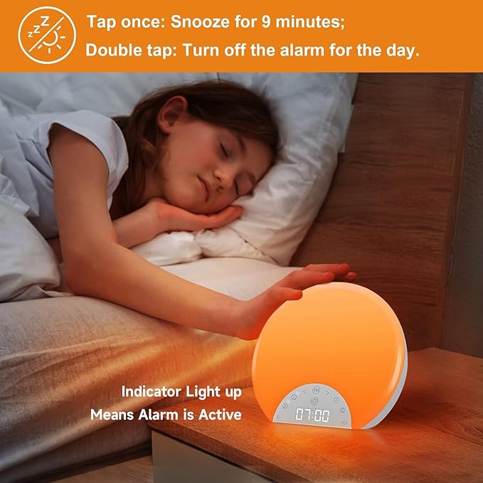 ANTDALIS ANTDALIS Sunrise Alarm Clock Wake Up Light for Kids, Adults, Heavy Sleepers with Dual Alarms, Snooze, Sleep Aid with 7 Nature Sounds for Bedrooms with 8 Colors Night Light, FM Radio, Gift Ideas photo 3