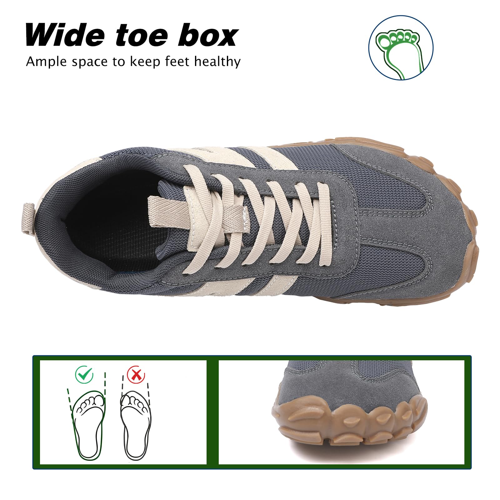 AONETIGER Zapatillas Barefoot Hombre Mujer Ligeras Zapatos Minimalista con Horma Ancha Transpirables Deporte Calzado Descalzo Exterior Interio Gr.36-47 EU - 4