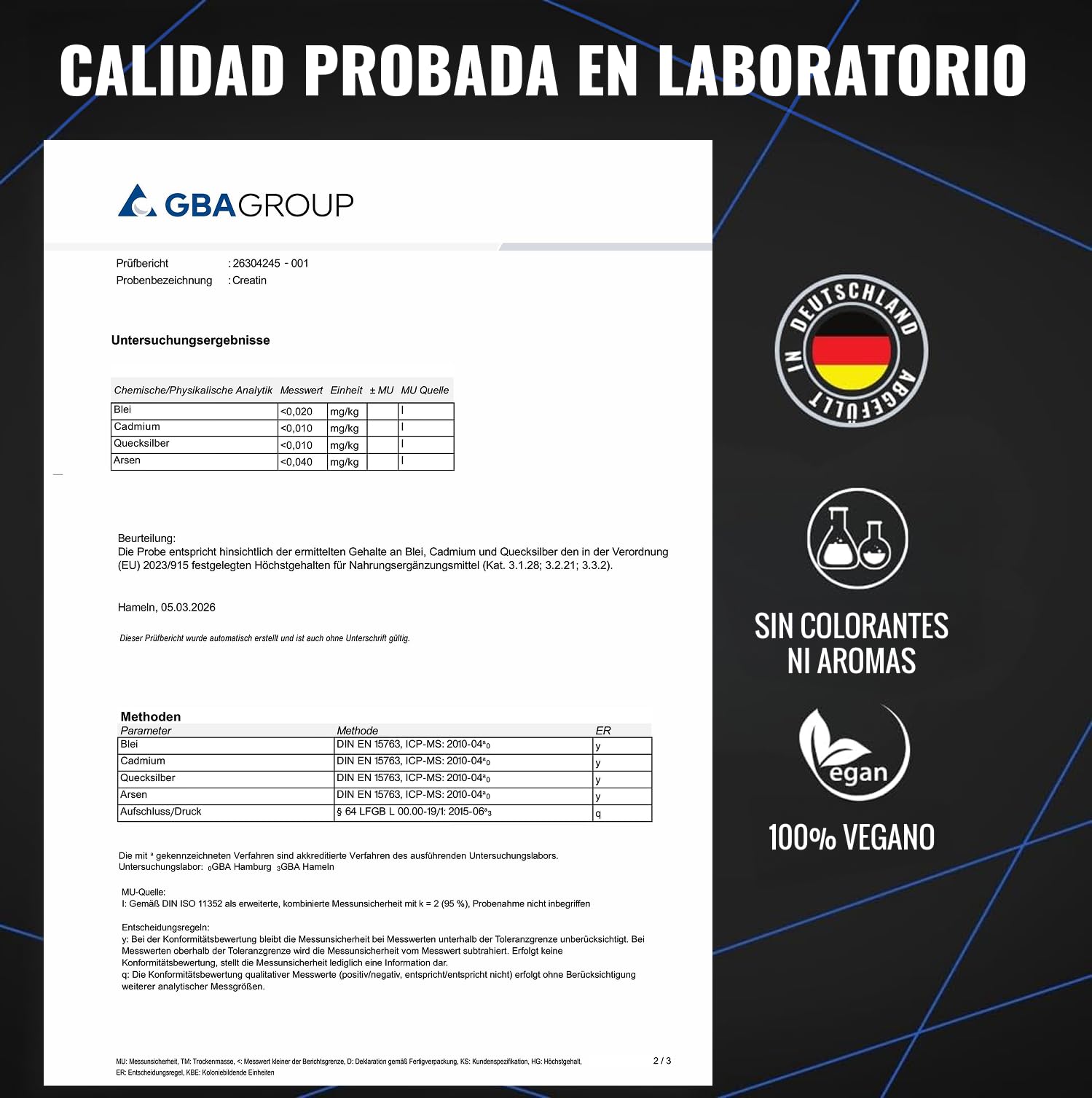Creatina Monohidratada 1kg / 1000g - Polvo 100% Vegano - Creatina Monohidrato Sin Sabor con Inulina - Alta Pureza - Producido en Alemania - Creatine Monohydrate Powder