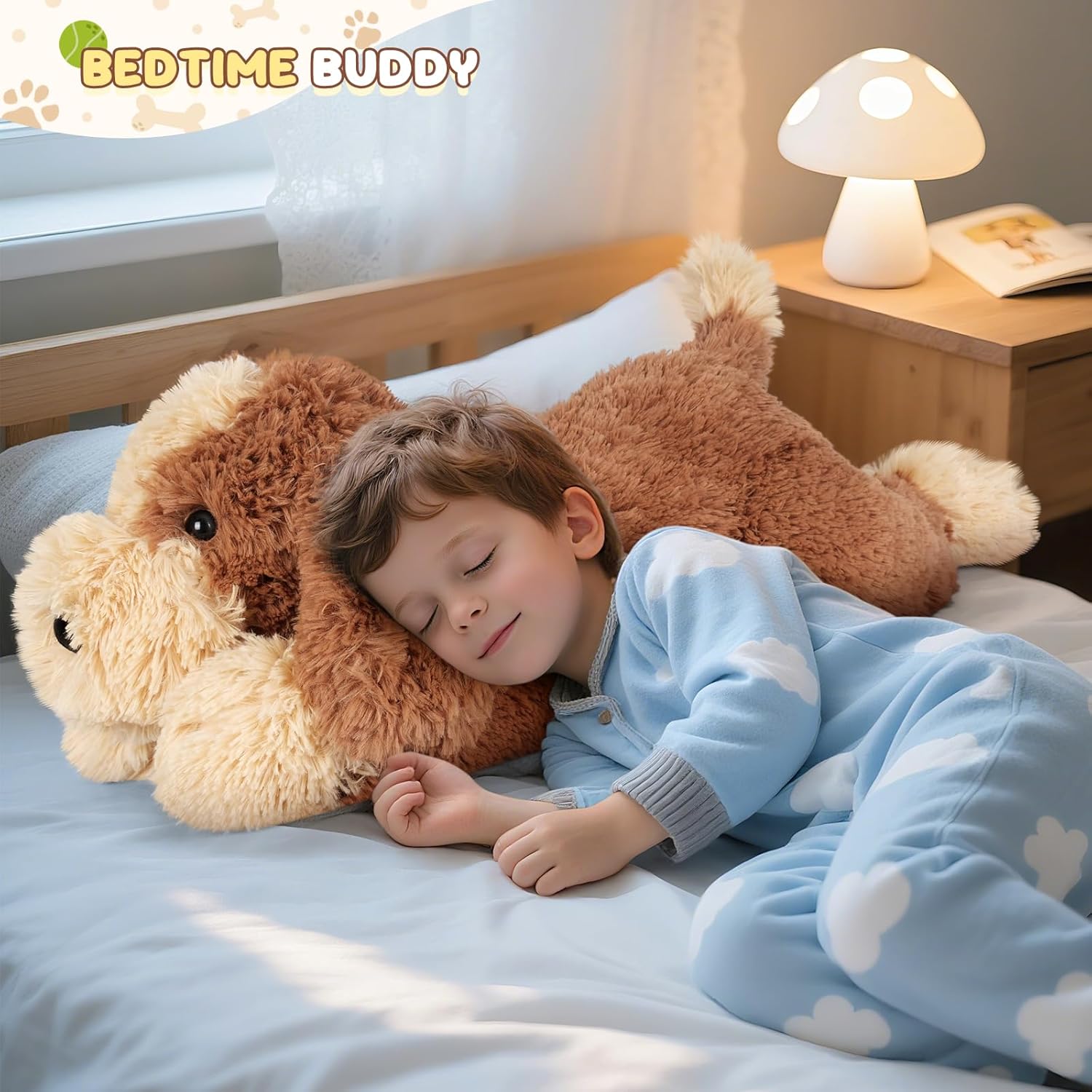 Big Dog Stuffed Animal 30", Jumbo Soft Giant Stuffed Animal Puppy, Giant Plush Toys for Stress Relief & Sleep Aid, Huge Cuddly Golden Retriever Cute Plushies Dog Gifts for Kids Adults - Image 5