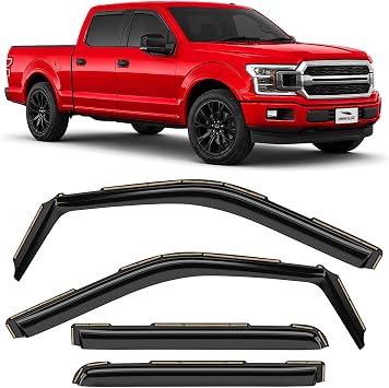 Voron Glass in-Channel Extra Durable Rain Guards for Trucks Ford F150 2015-2020 SuperCrew fit for Ford F250-F550 17-22, Window Deflectors, Vent Window Visors, 4 Pieces - 220018