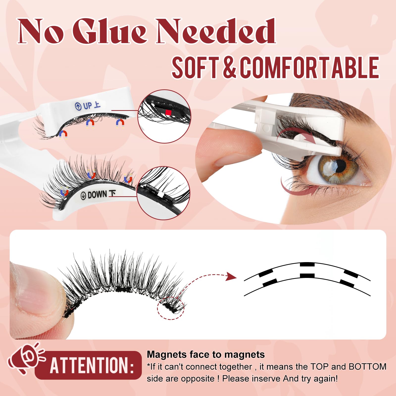 Higu clace Magnetic Eyelashes with Applicator, 1 Pair Reusable Magnetic Lashes Without Eyeliner, Magnetic Eyelashes Natural Look, No Glue Needed (XTY-A03) — view 4