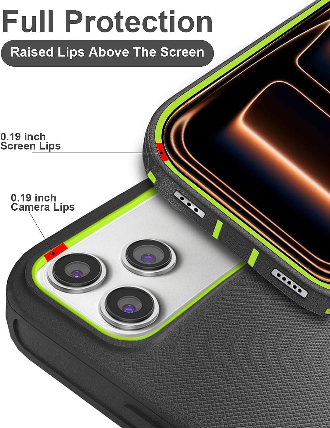 for iPhone 17 Pro Max Case 6.9" with Belt Clip Holster Kickstand, 2 Screen Protector & 2 Camera Lens Protector, Heavy Duty Full Protection Phone Case Cover(Black Green+Clip)