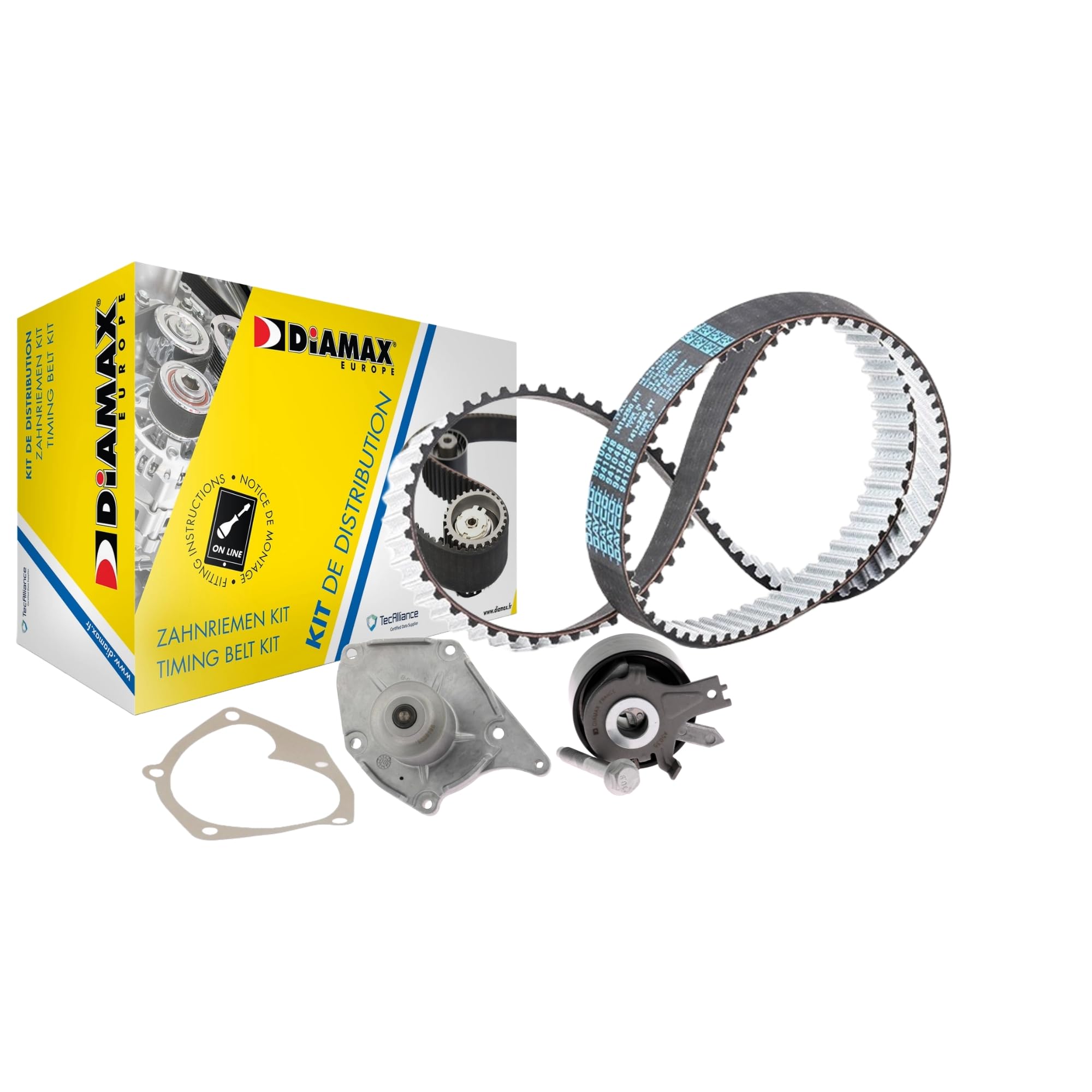 DIAMAX Kit de correa de distribución A6002WP Número de dientes: 123 Compatible con RENAULT Megane 3 Grandtour KZ0/1 Clio 4 Grandtour KH Clio 4 Hatchback BH GRAND Scénic 3 JZ0/1 Captur J5, H5