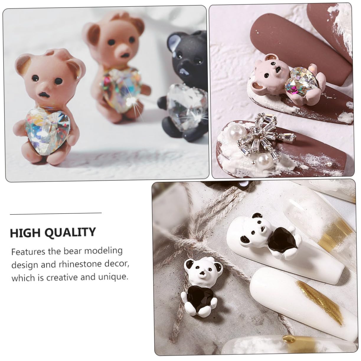 IWOWHERO Unique Bear Nail Stickers Manicure Bear Decor Accessory Fashion and Stylish Easy to Apply