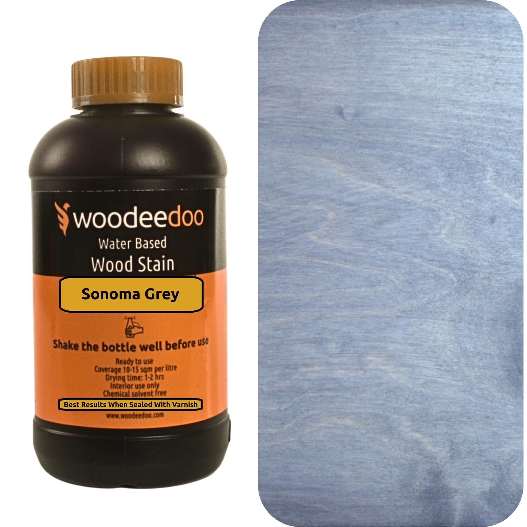 WooDeeDoo Water Based Wood Stain | Wood Dye | Ready to Use | Environmentally Friendly | Solvent Free | Odour Free | 200 ml | Sonoma Grey